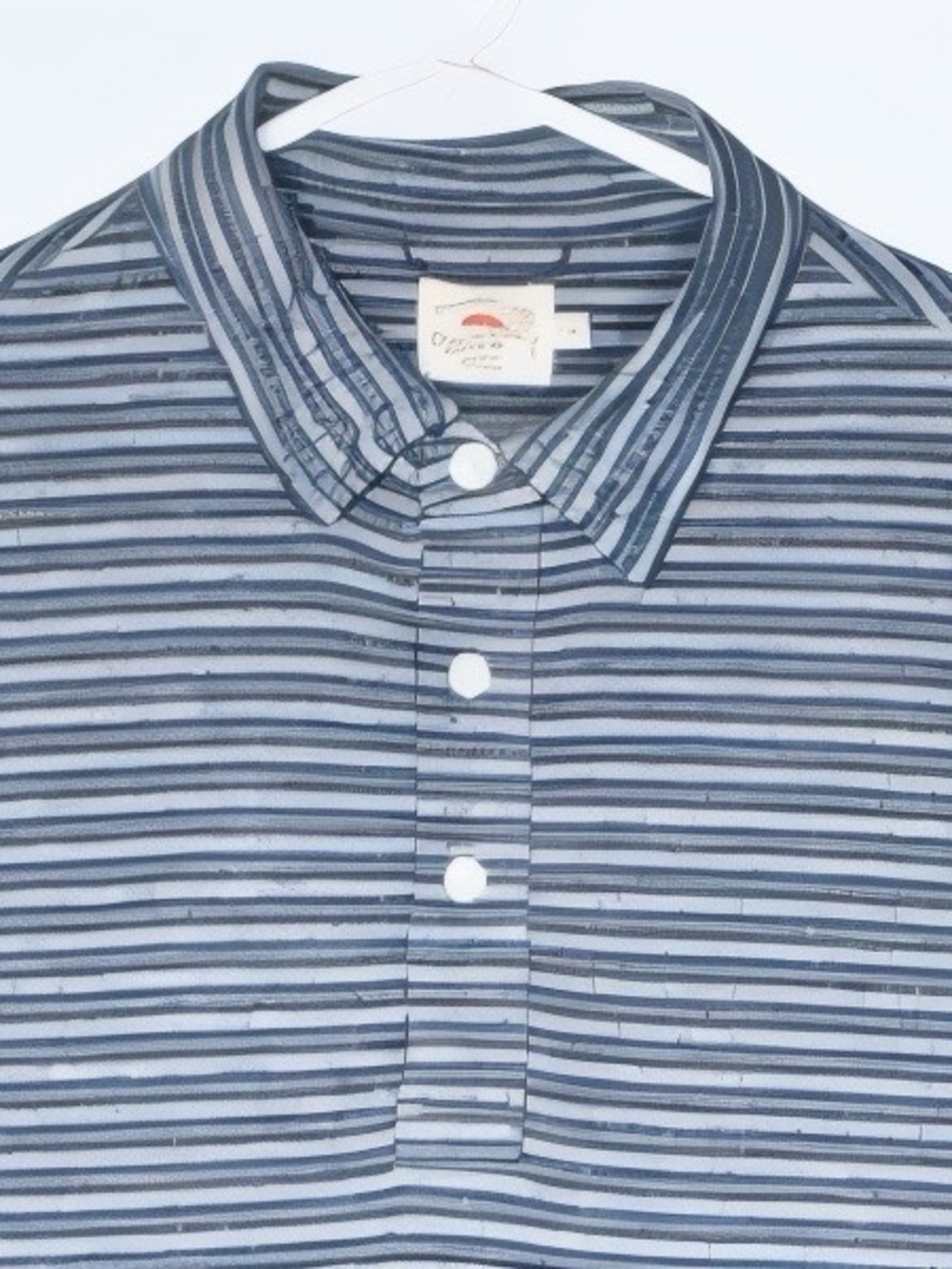 Faherty Striped Blue White Long Sleeve Polo Shirt Small
